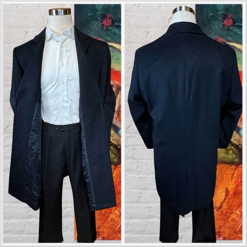 Kenneth Cole Mens 44L Dark Navy Blue Walking Topcoat Overcoat - Picture 6 of 15